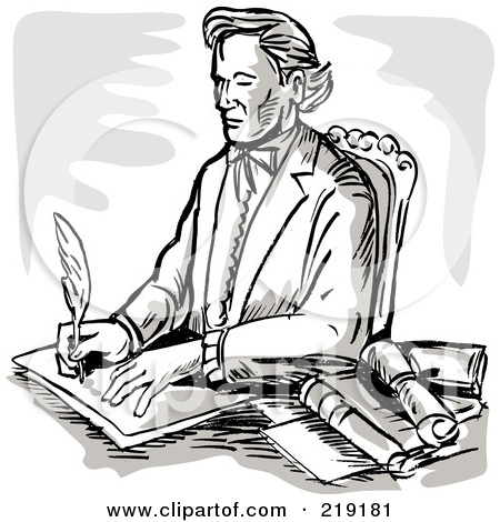 Sketched Man Signing Documents At His Desk By Patrimonio