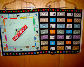     Treasures Monopoly Game Board Panel Money Game Pieces Black Border