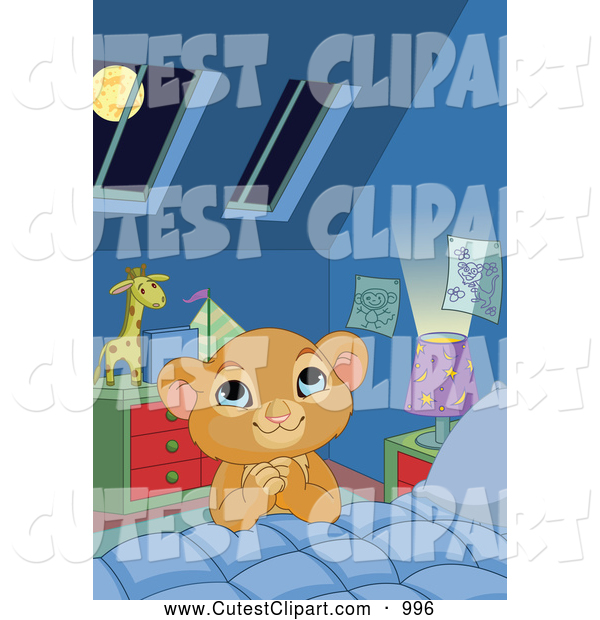 Vector Clip Art Of A Cute Boy Lion Saying Bed Time Prayers By Pushkin    