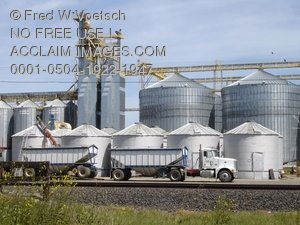 Agriculture  Truck Loading Up At Silos Clip Art Stock Photo