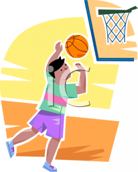 Boy Shooting Hoops   Royalty Free Clip Art Picture