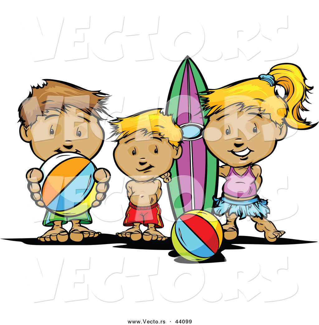 Brother And Sister Playing The Beach Royalty Free Clip Art Pictures