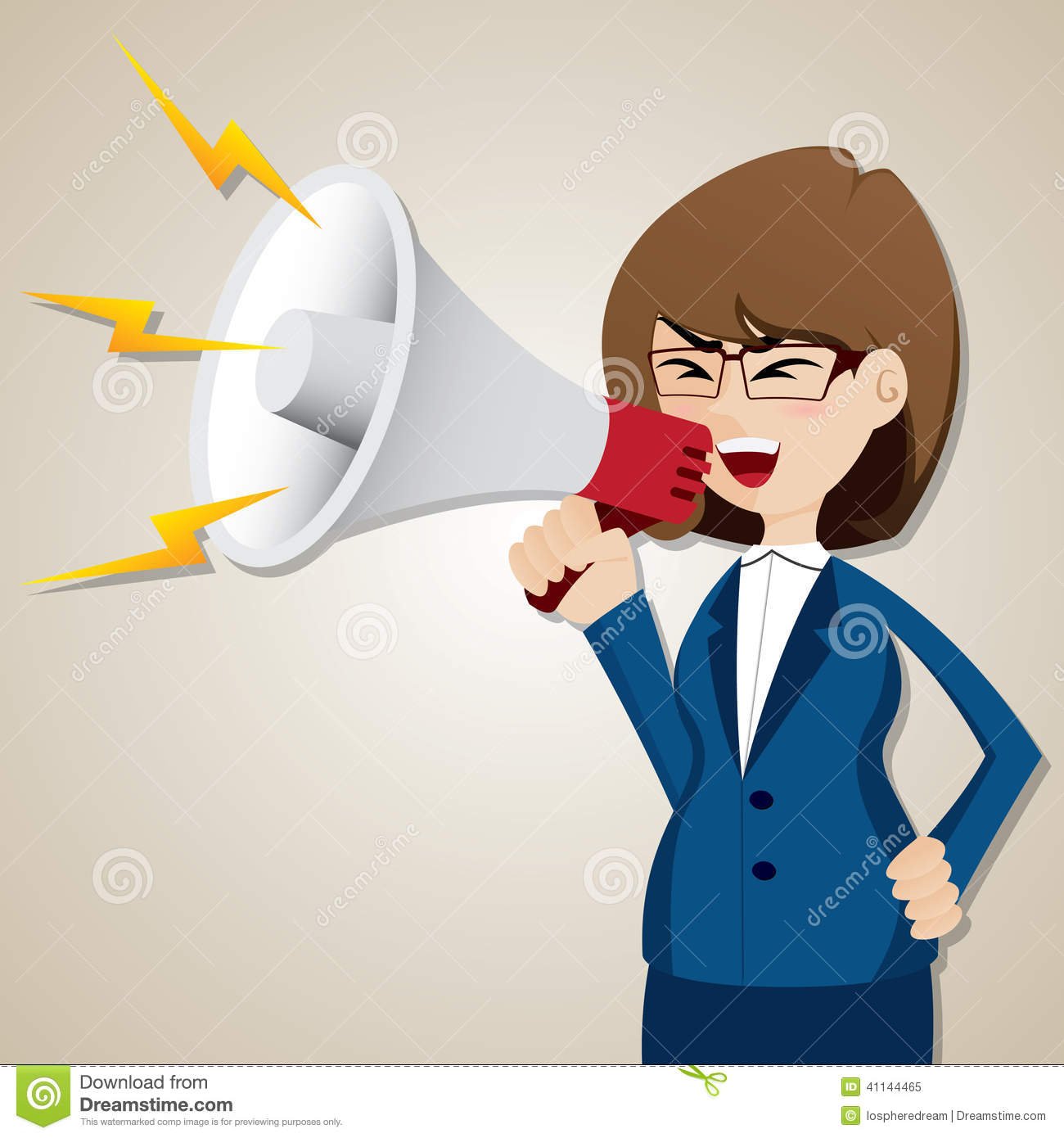 Cartoon Businesswoman Shout Out With Megaphone Stock Vector   Image