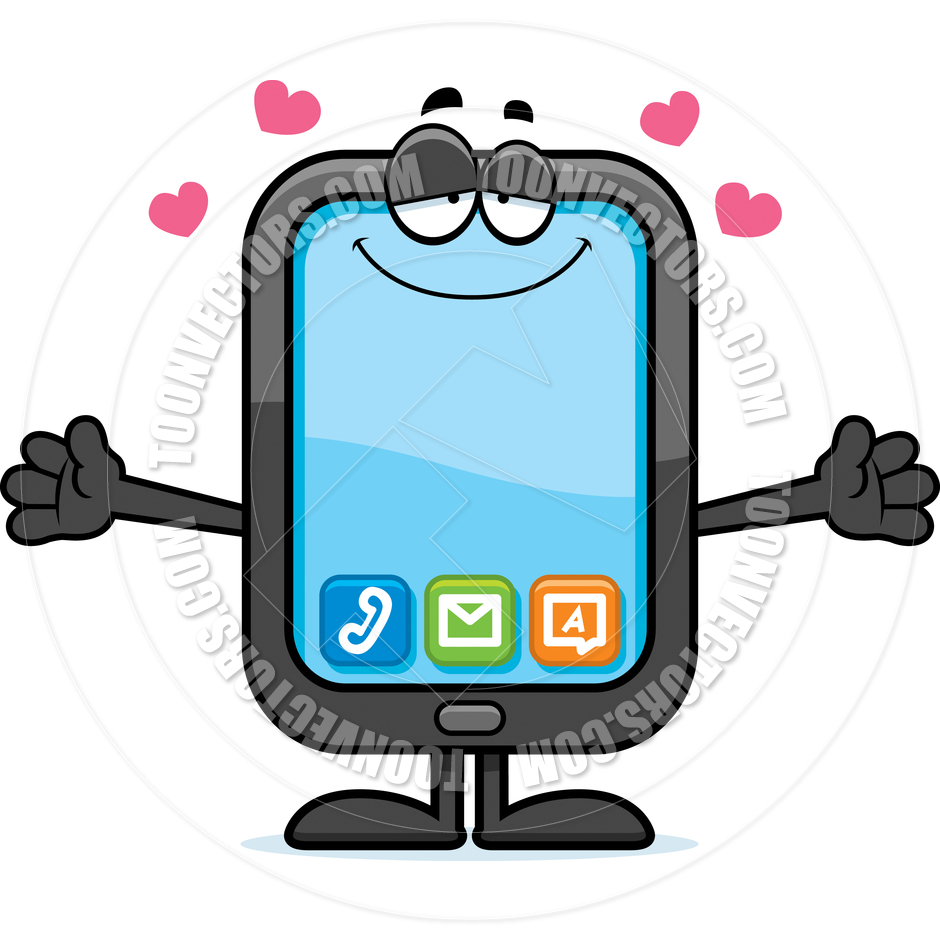 Cartoon Smartphone Hug By Cory Thoman   Toon Vectors Eps  43340