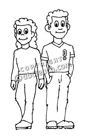 Clip Art  Family  Sister   Brother  Coloring Page    Preview 1