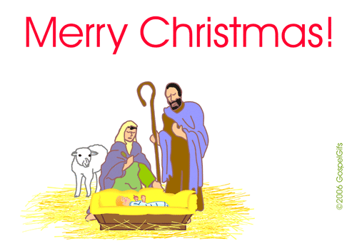 Clip Art  Merry Christmas   Nativity With Greeting