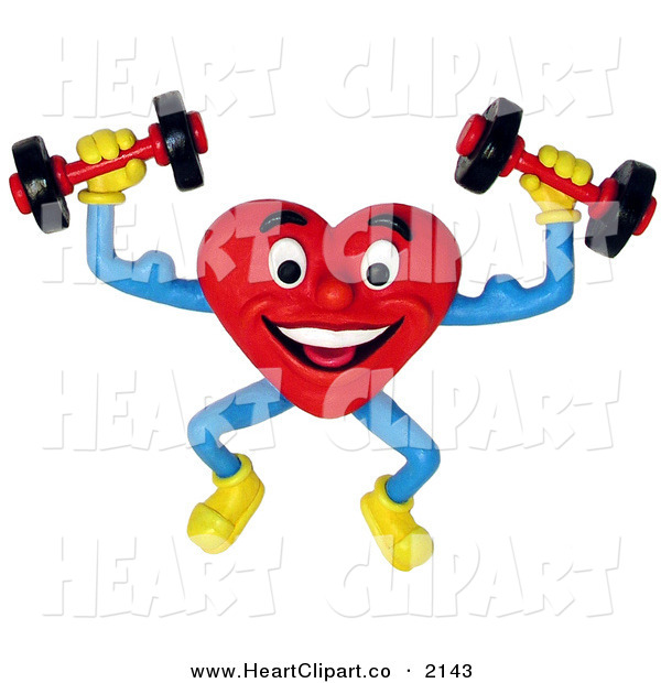 Clip Art Of A 3d Strong Healthy Heart Lifting Weights By Amy Vangsgard