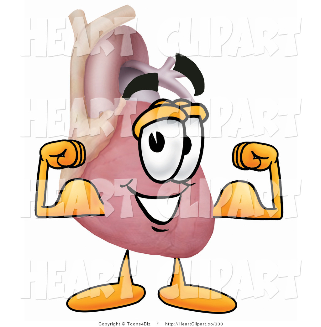 Clip Art Of A Strong Human Heart Organ Mascot Cartoon Character