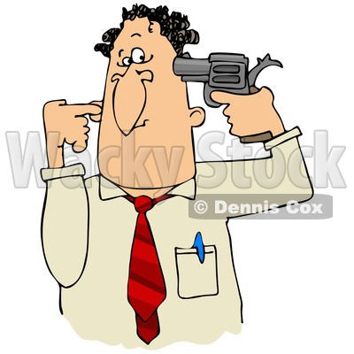 Clipart Illustration Of A Frustrated Or Depressed Businessman Holding
