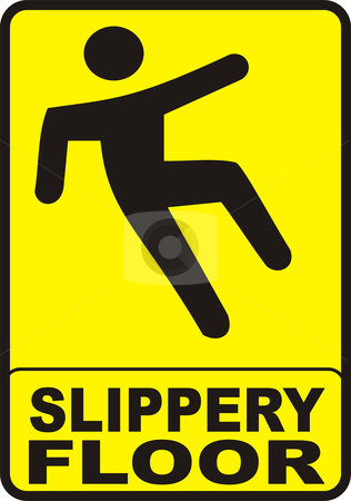 Clipart Sign With Yellow Background Indicating A Slippery Wet Floor