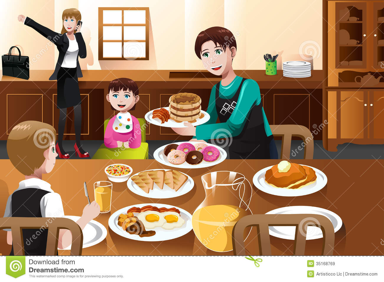 Displaying 19  Images For   Family Eating Breakfast Clipart