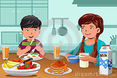 Family Eating Breakfast Clipart Vector Illustration Of Happy