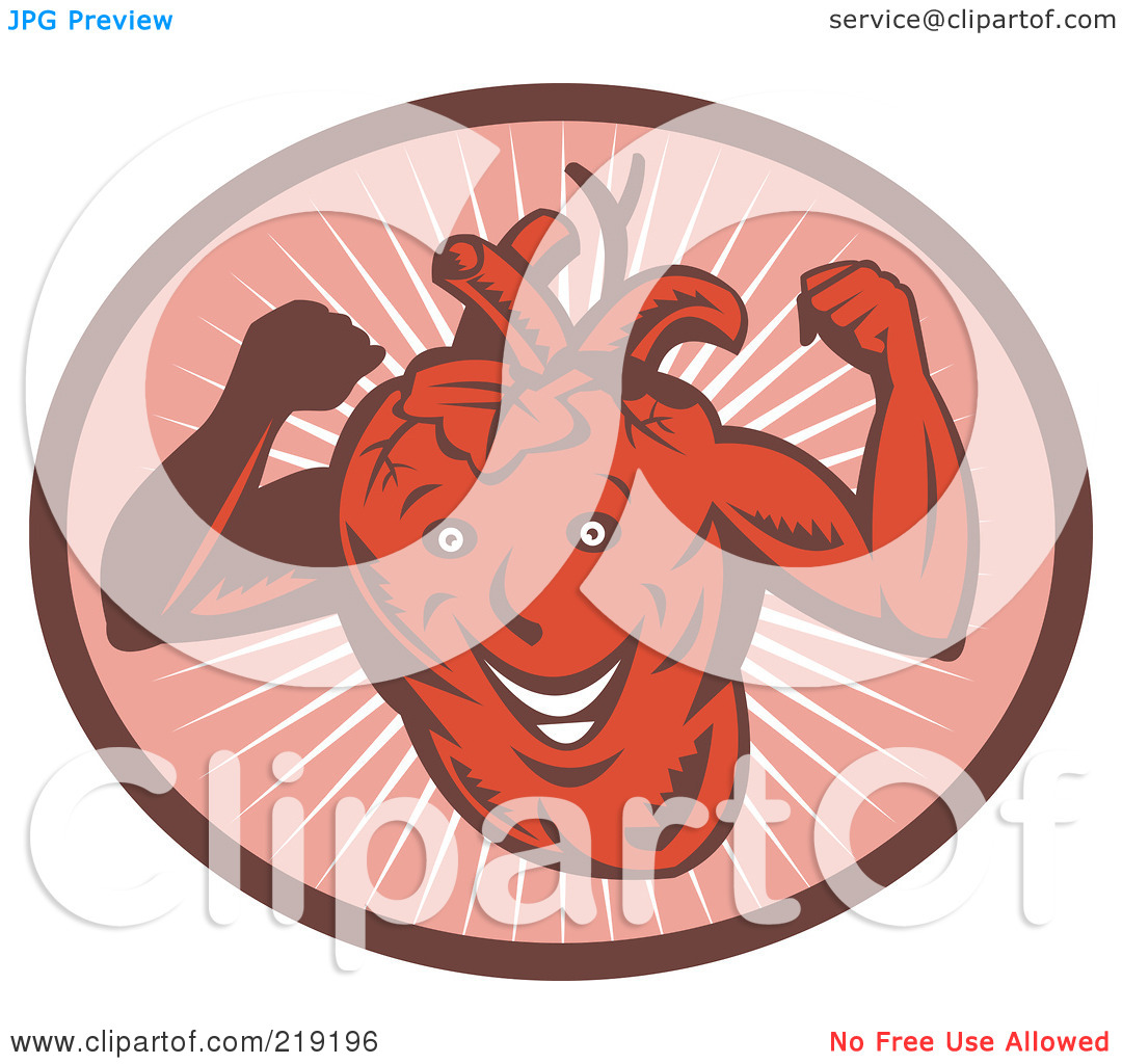 Free  Rf  Clipart Illustration Of A Retro Strong Heart Character Logo