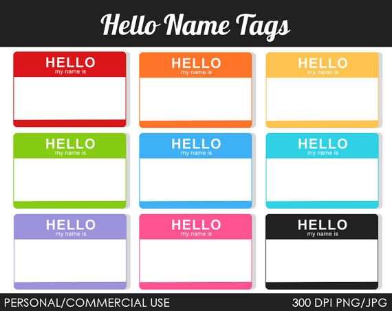 Hello Name Tags Clipart   Digital Clip Art Graphics For Personal Or C
