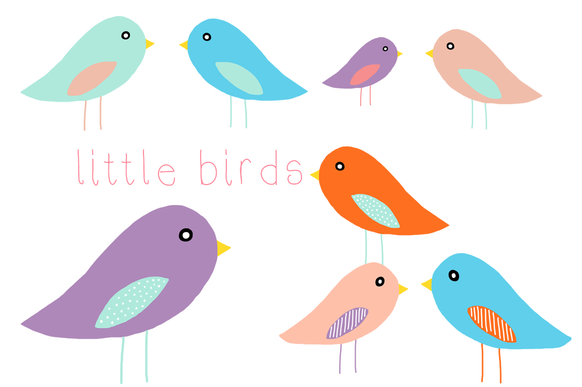 Little Birds Clip Art   Illustrations On Creative Market