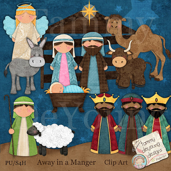 Nativity Christmas Clip Art Handmade Digital Images For Greeting Cards