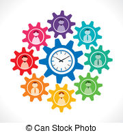 People Icon In Gear With Clock Vector Clip Art