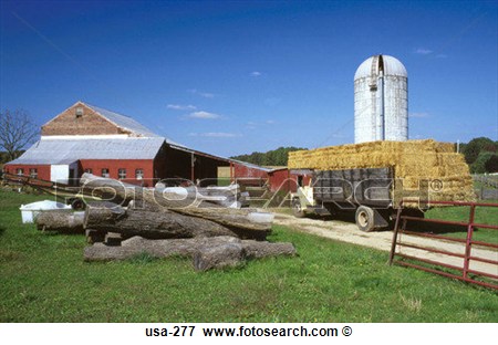Picture   Grain Silo And Farm Usa  Fotosearch   Search Stock