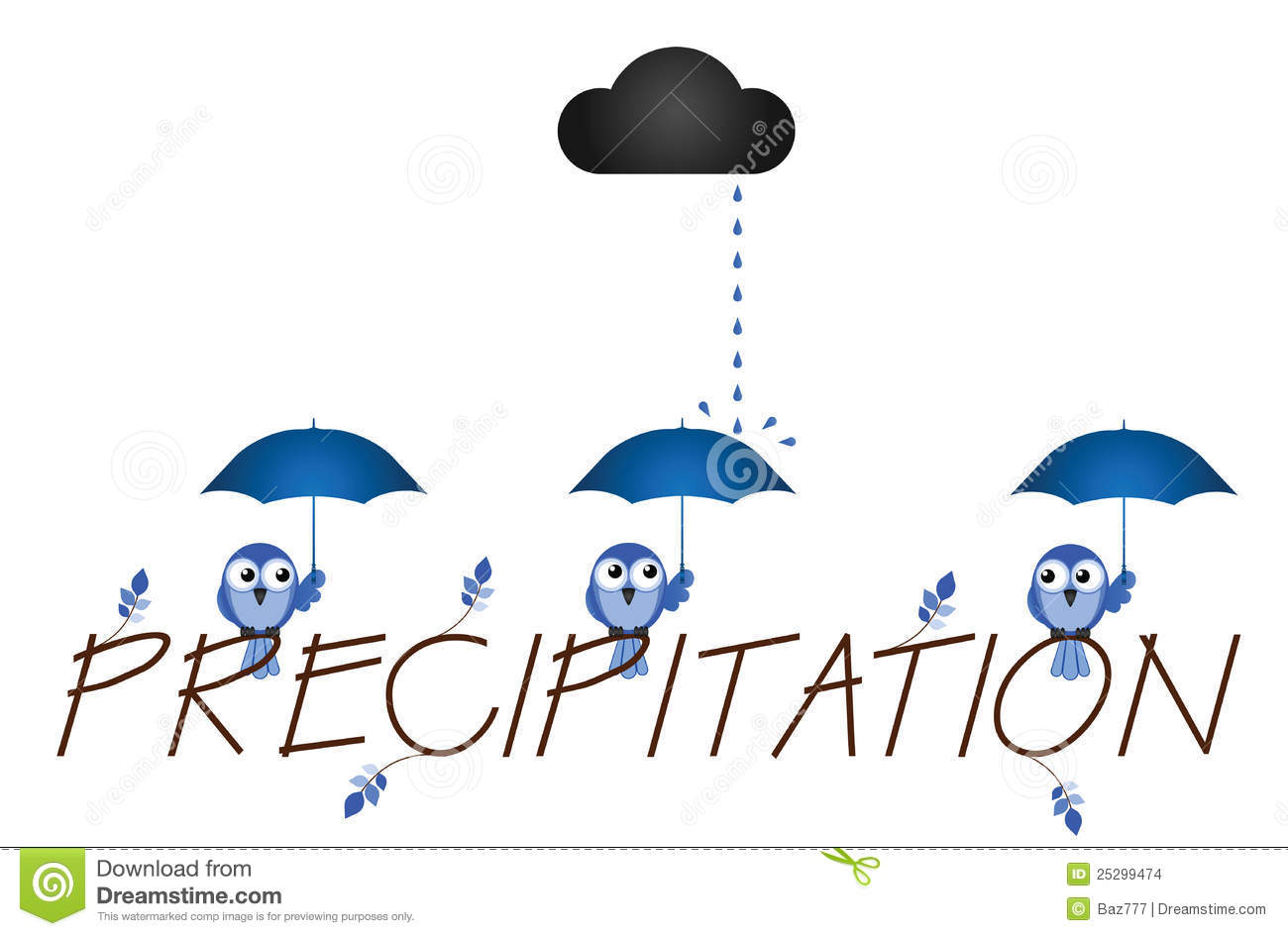 Precipitation Twig Text Isolated On White Background 
