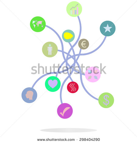 Social Media Network  Connected Symbols For Interactive Market