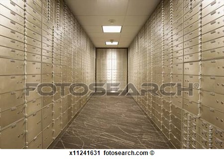 Stock Photography Of Empty Bank Vault With Safety Deposit Boxes    