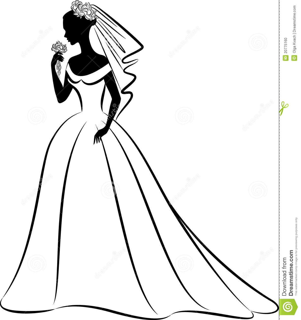 Vintage Wedding Dress Clipart Wedding Dress Clipart Outline Silhouette