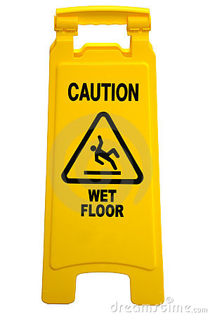 Yellow Floor Sign With Words Caution Wet Floor Isolated Over A White    