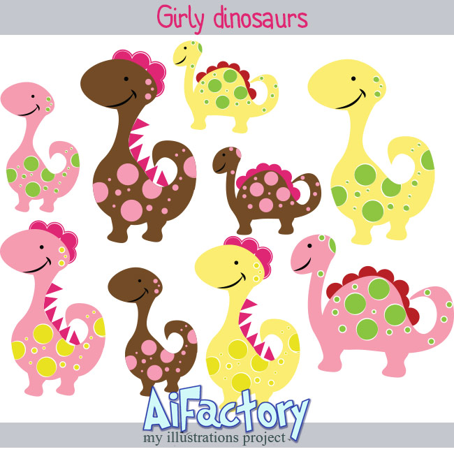 And Illustrations  Girly Dinosaurs Clip Art By Aifactory On Etsy
