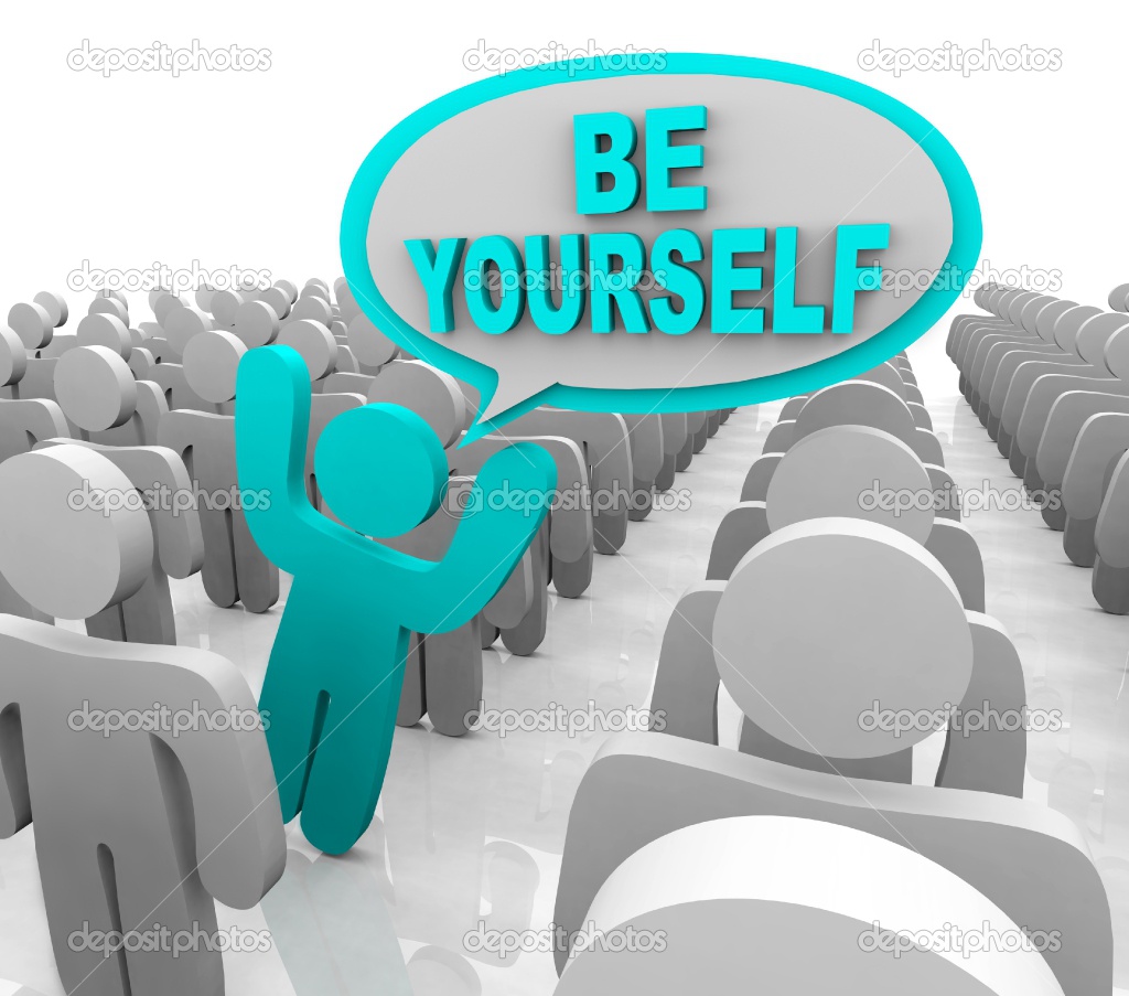 Be Yourself One Different Person Standing Out In A Crowd