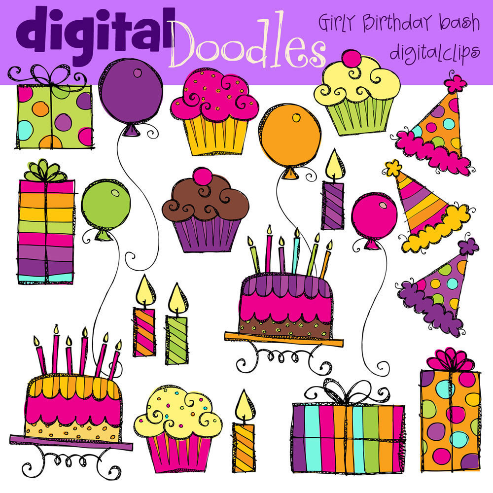 Birthday Dance Party Clip Art Combo Pack Girly Birthday Bash
