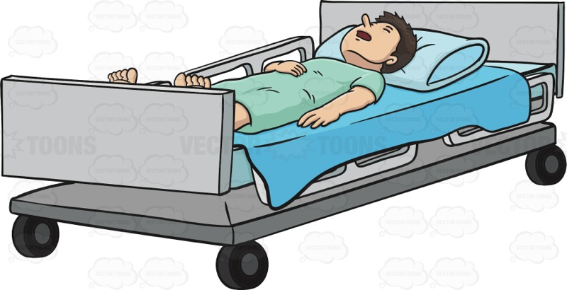 Cartoon Hospital Bed Side View Man Is Laying In A Hospital