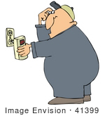Clip Art Graphic Of A Gas Man Plugging In A Co Detector Into A Socket