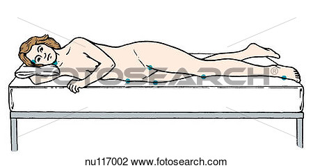 Clip Art   Lateral View Of Woman Lying On Right Side On Bed  Right Arm    