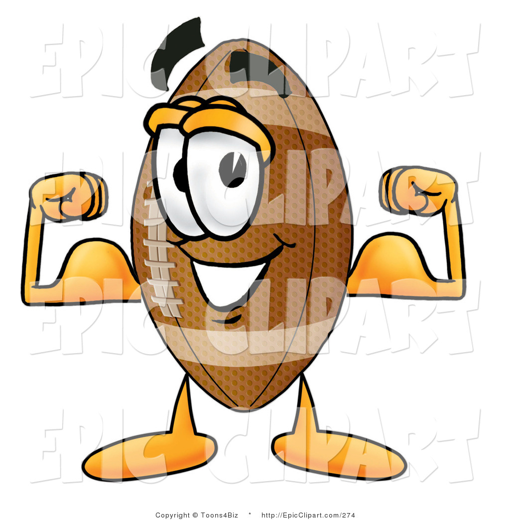 Clip Art Of A Strong Football Mascot Cartoon Character Flexing His Arm