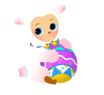 Clip Art Of An Easter Lamb Holding A Colorful Easter Egg