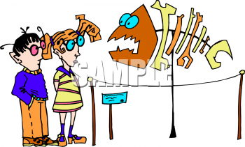 Clipart Cartoon Picture Of Two Students On A Field Trip At A Museum