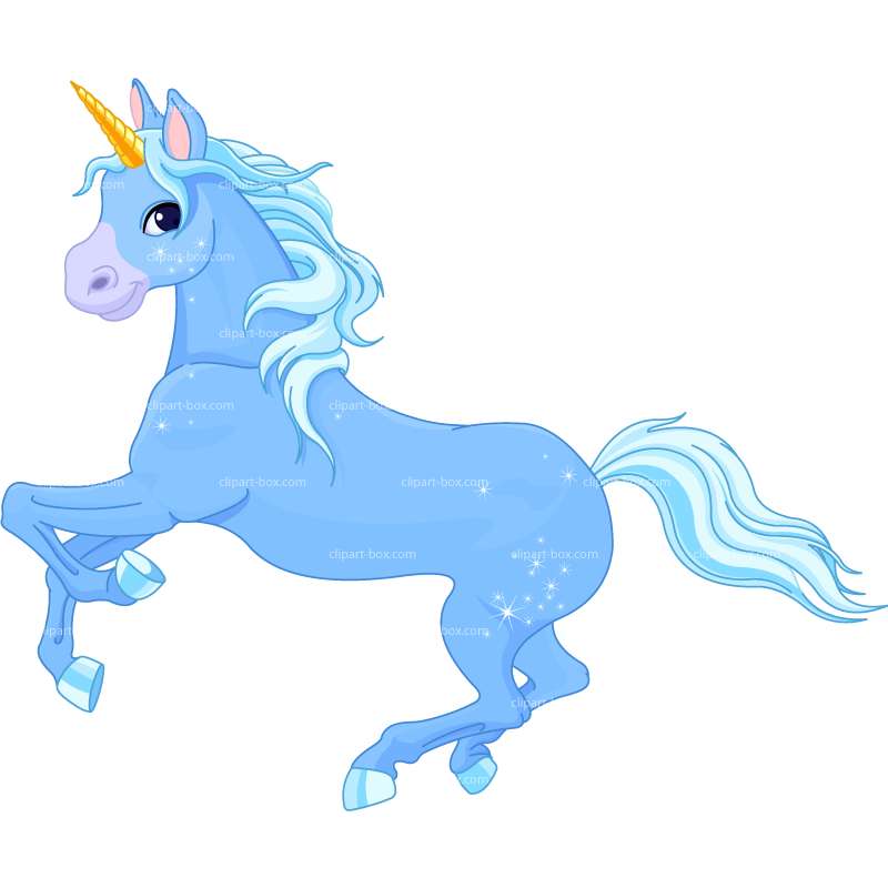 Clipart Runing Blue Unicorn   Royalty Free Vector Design