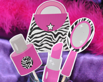 Diva Glam Spa Party Hot Pink Zebra Print Pdf Printable Cake Topper