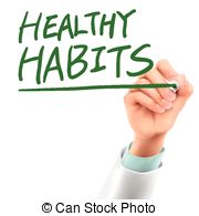 Doctor Writing Healthy Habits Words Stock Illustration