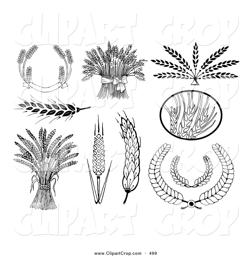 Larger Preview  Clip Art Vector Of A Set Of Black And White Wheat