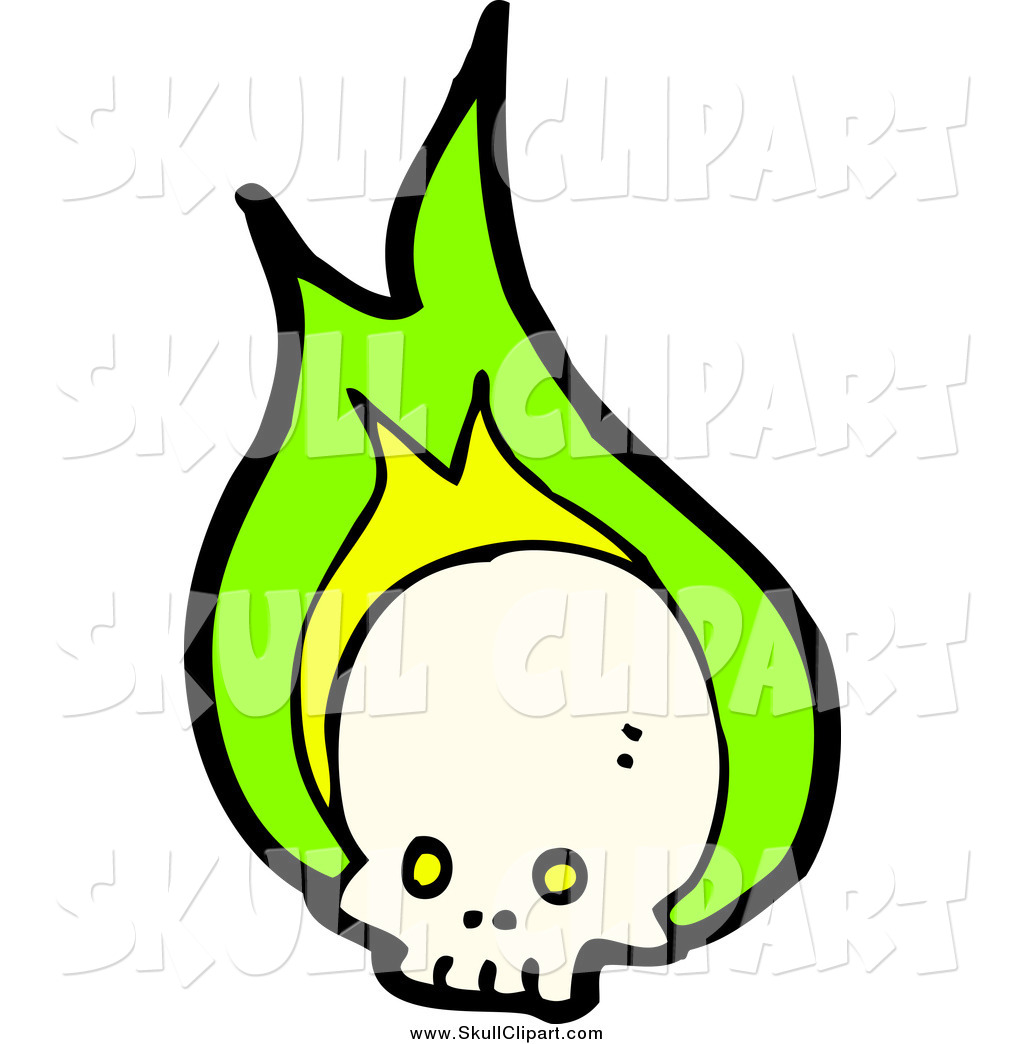 Larger Preview  Vector Clip Art Of A Skull With Green Flames By    