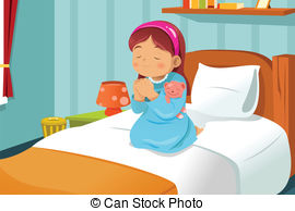 Little Girl Praying   A Vector Illustration Cute Little Girl
