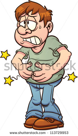 Man Suffering From Stomach Ache  Vector Illustration With Simple