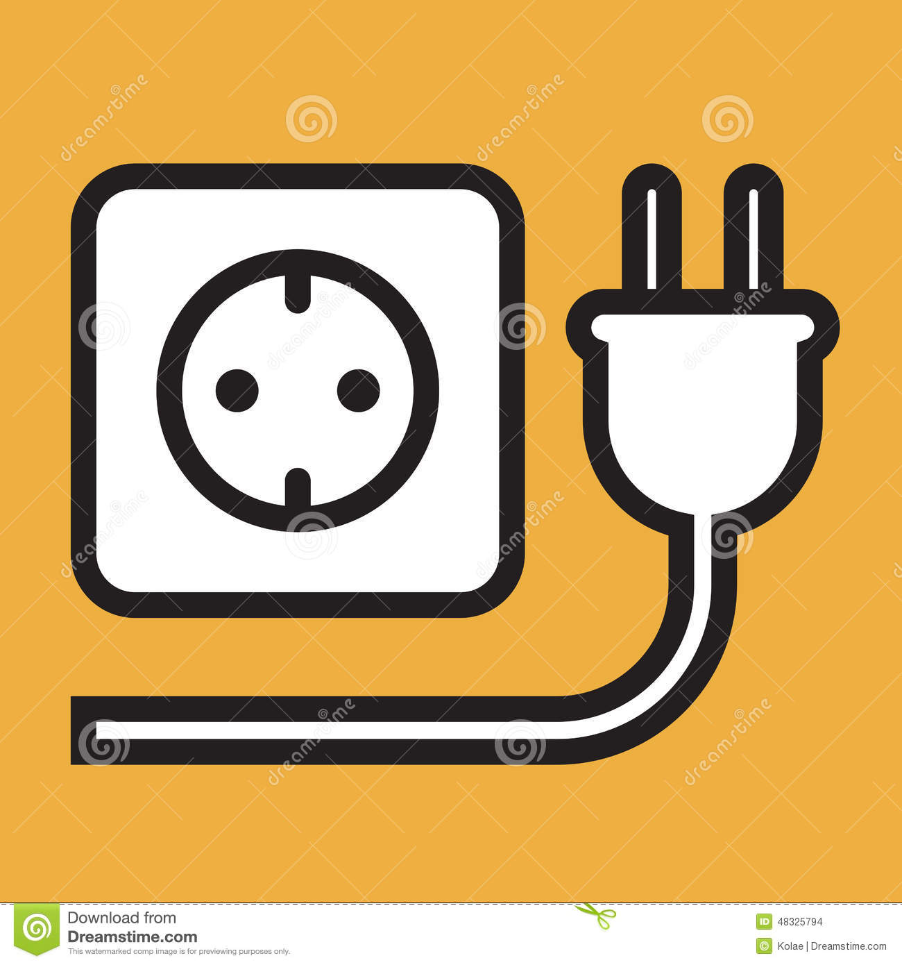 Plug And Socket Icon On Yellow Background 