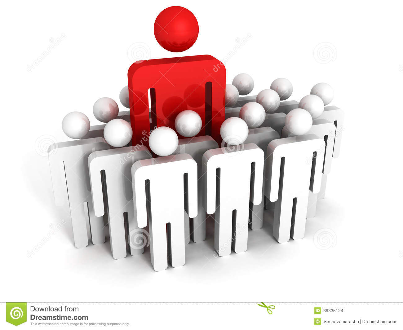 Red Different 3d Man Standing Out From The Crowd  Leadership Teamwork