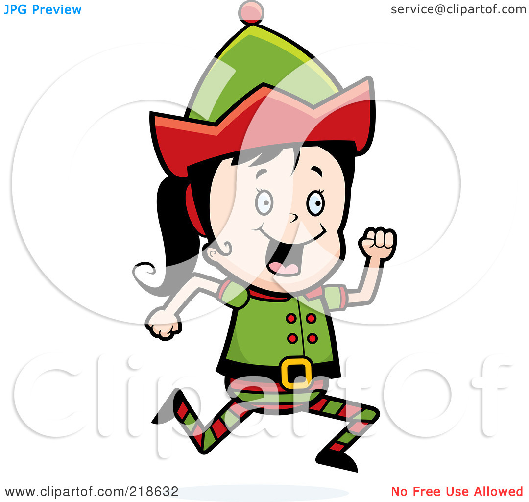 Royalty Free  Rf  Clipart Illustration Of A Christmas Elf Girl Running
