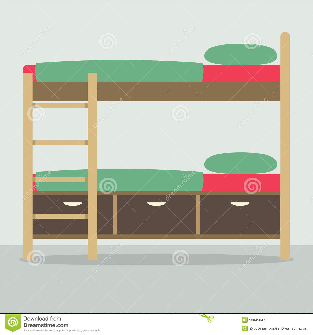 Side View Of Bunk Bed On Floor Stock Vector   Image  53045047