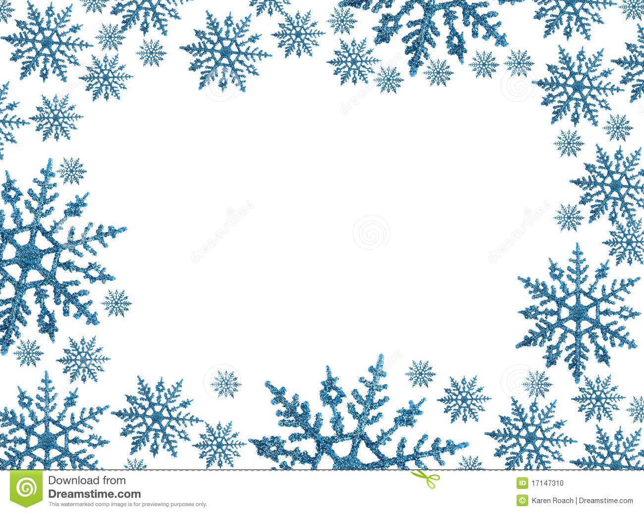 Snowflake Border With White Background Winter Time 