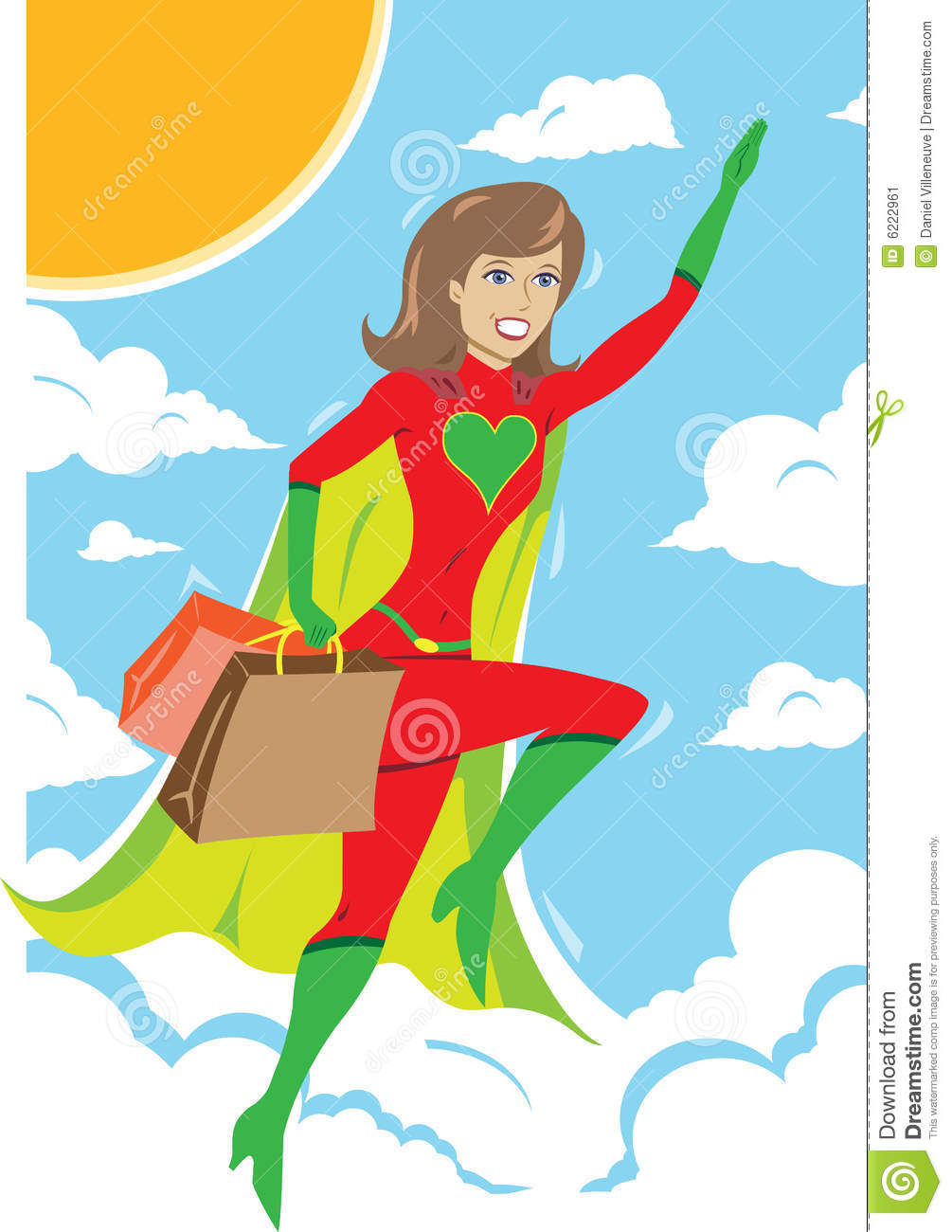 Superhero Girl Flying With Shopping Bags Stock Image   Image  6222961