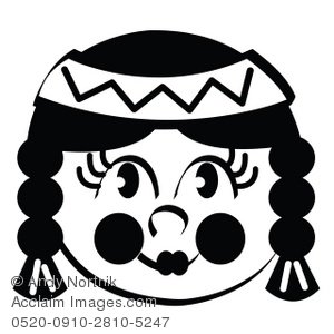 Thanksgiving Clipart Of A American Indian Woman In Black And White